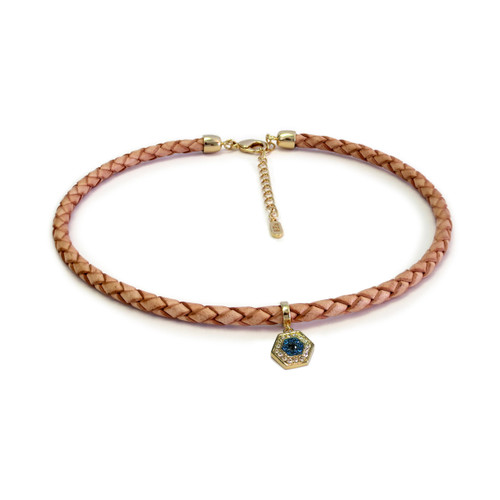 Gold Evil Eye Choker in Camel