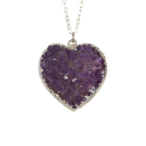Purple Druzy Heart Necklace