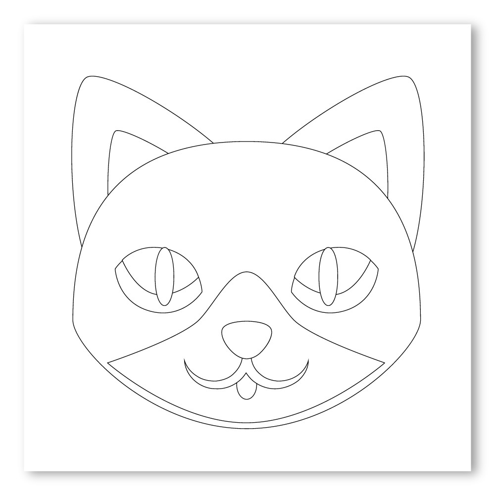 Emoji One COLORING Wall Graphic: Square Cat Face - Walls 360