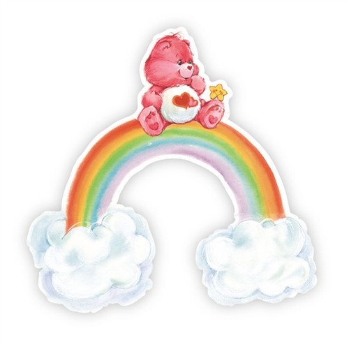 pink care bear with rainbow belly