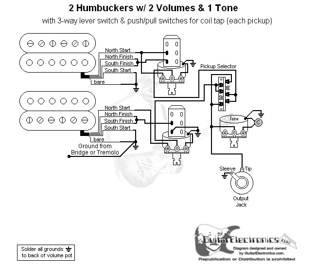 2 Humbuckers/3-Way Lever Switch/2 Volumes/1 Tone