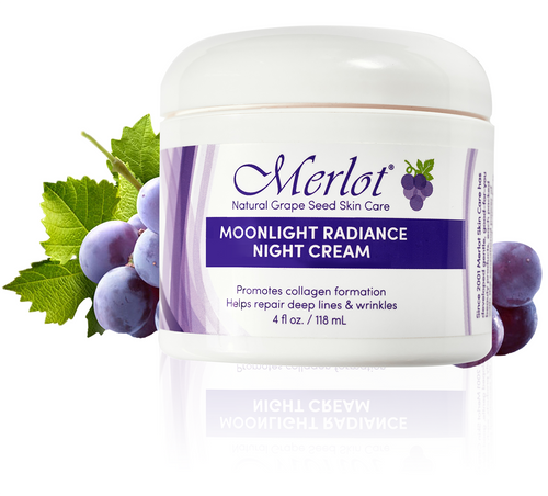 Merlot Moonlight Radiance Night Cream’s state-of-the-art peptides and natural grape seed antioxidants combine to effectively combat deep wrinkles, fine lines, and signs of premature aging. The powerful formula locks in moisture to keep skin feeling hydrated and healthy. With Argireline and Matrixyl-3000.