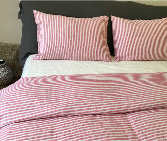 Striped Duvet Cover, Handmade in Natural Linen Superior Custom Linens