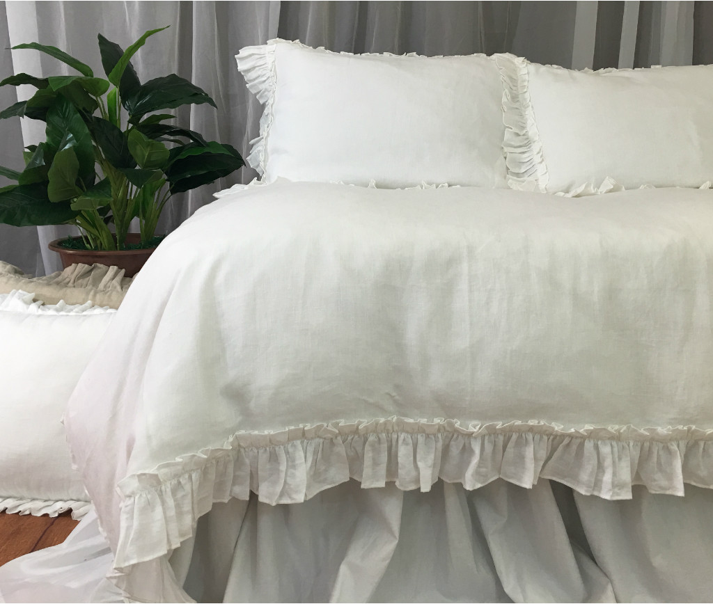 White Linen Vintage Ruffle Duvet Cover Available In Twin Full Queen white-linen-vintage-ruffle-duvet-cover-available-in-twin-full-queen
