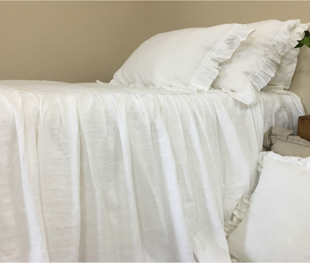 White Bedspread, Linen Bed Cover Handcrafted by Superior Custom Linens
