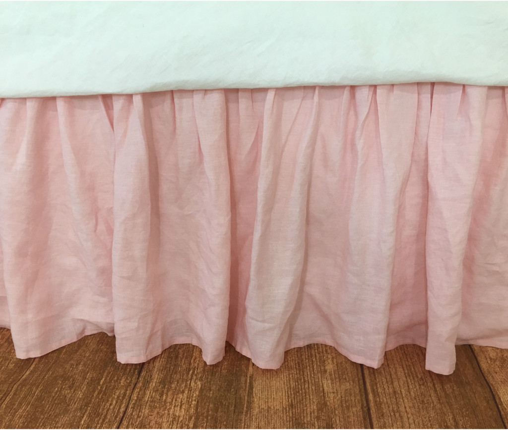 Pink Bedskirt in natural linen Handcrafted by Superior Custom Linens