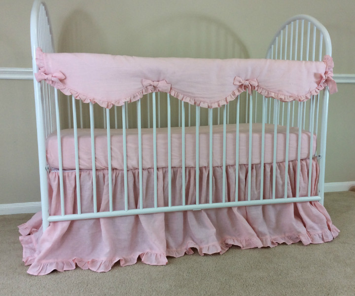 Baby Girl Bumperless Crib Bedding Handcrafted By Superior Custom ... Crib Rail Guard | Handcrafted by Superior Custom Linens; pink ... - Baby Girl Bumperless Crib Bedding Handcrafted By Superior Custom
