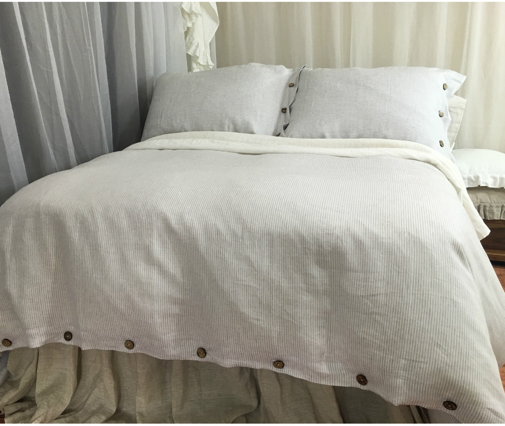 Grey Ticking Stripe King Size Bed Sheets Grey Ticking Stripe King Size Bed Sheets