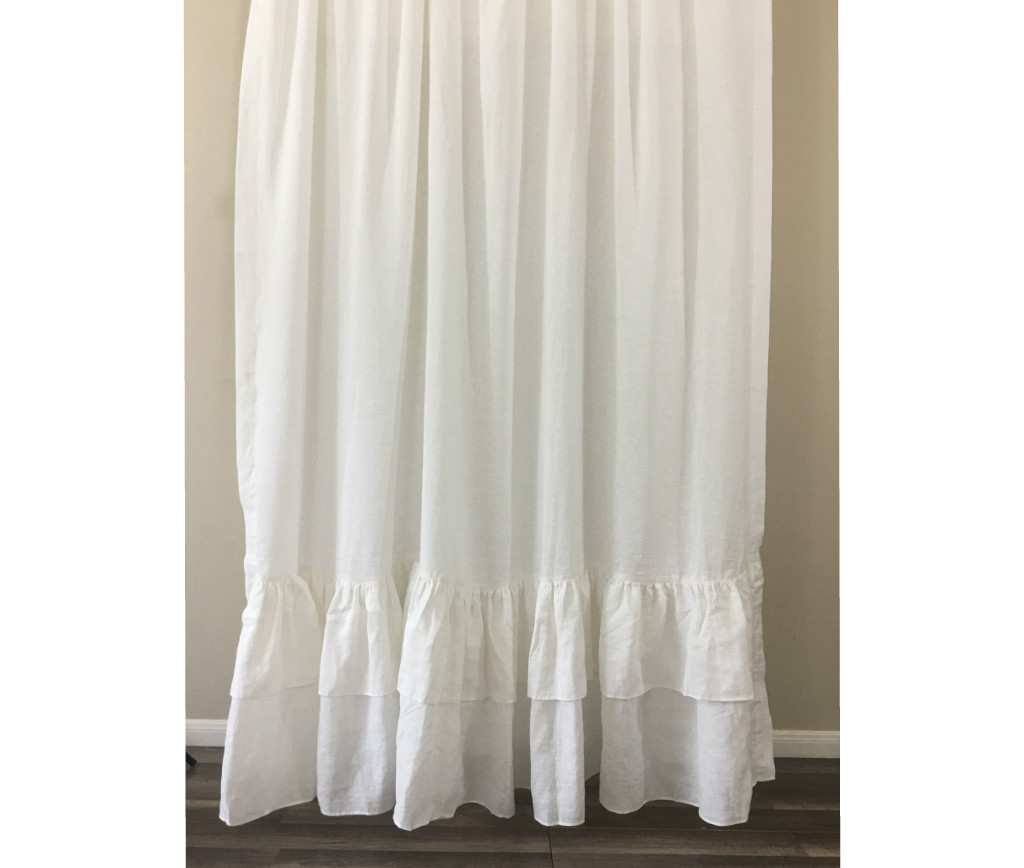 White long ruffle shower curtain, 72x72, 72x85, 72x94, Custom Size