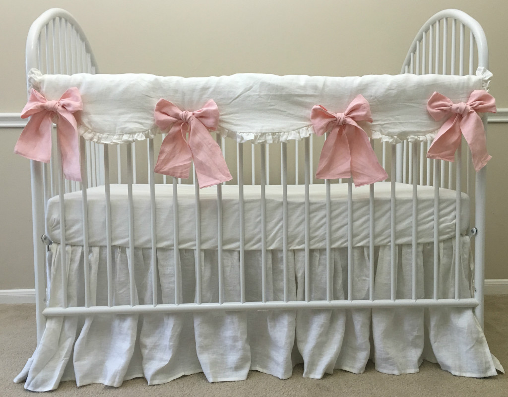 White Rail Cover W. Pink Bow Ties Handcrafted By Superior Custom white rail cover with pink bow ties ... - White Rail Cover W. Pink Bow Ties Handcrafted By Superior Custom