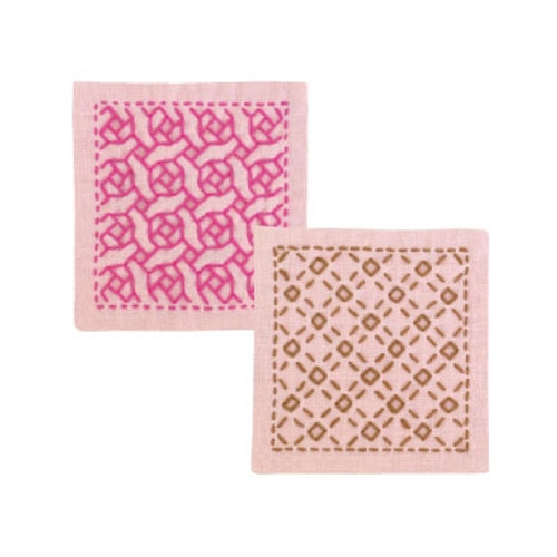 Sashiko Coaster Kit - Rose & Check