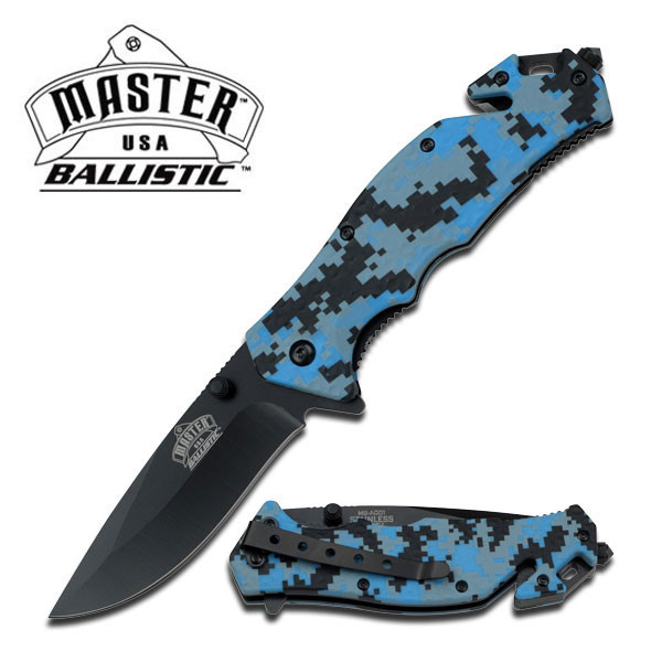 Blue Digital Camo Spring Assisted Knife