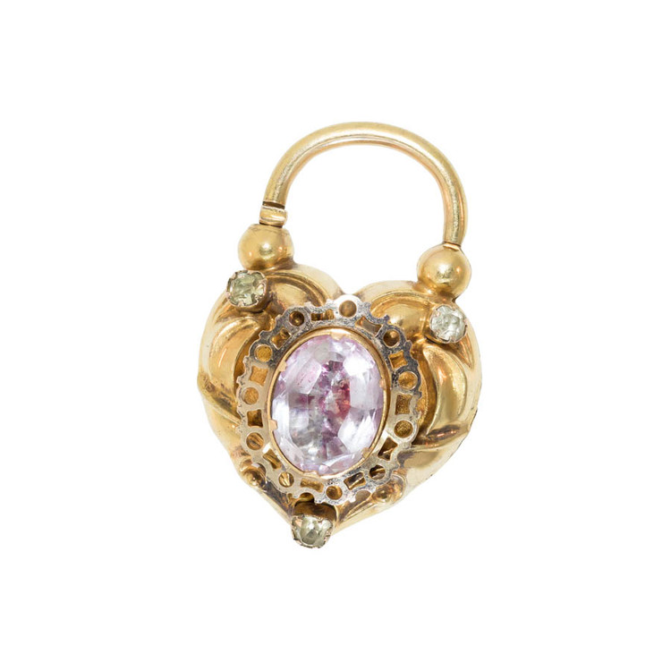 Antique Heart-Shaped Padlock Pendant, Clasp