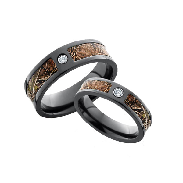 His and Hers Camo Wedding Ring Sets