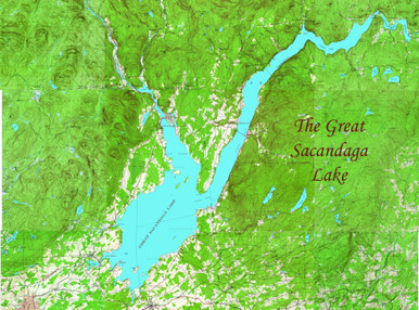 sacandaga lake great map canvas adirondack wall enlarge click decor