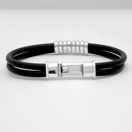 Banded Box Clasp Rubber Bracelet Mens