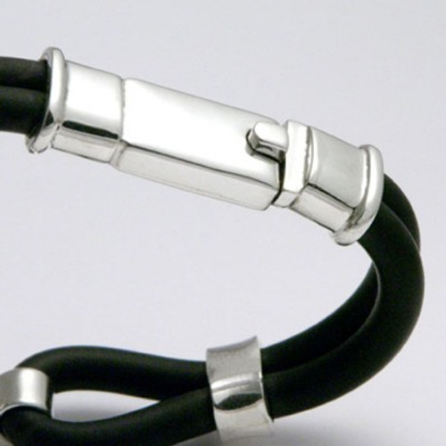 Viscount Box Clasp Mens Rubber Bracelet