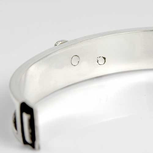 Bangle Bracelet in Black Heavy Silver with Dog