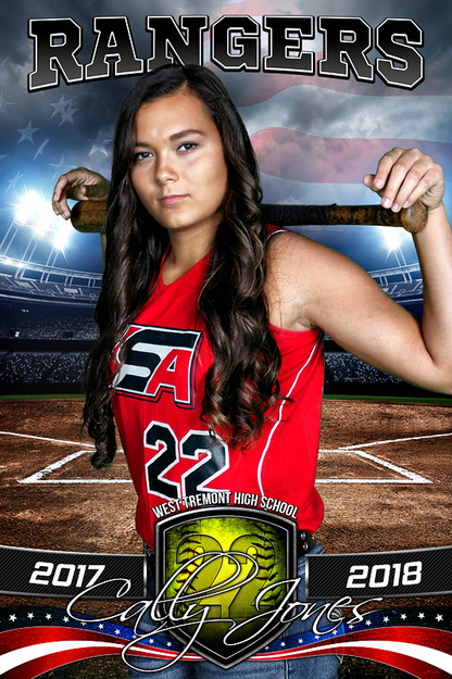 Player Banner Sports Photo Template - American Softball - Photoshop