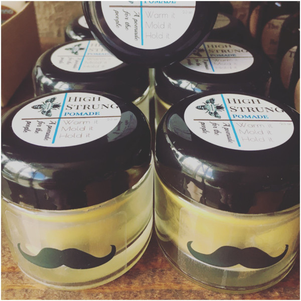High Strung Pomade: Chemical Free, No silicon, No petroleum products or by-products. High hold.