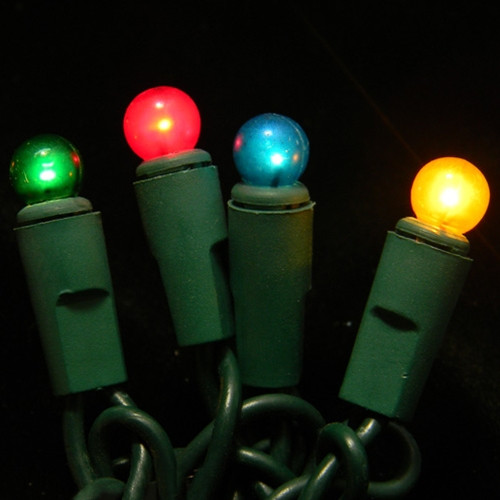 50 Light Mini Globe Bulbs Green Wire / RGB Bulbs