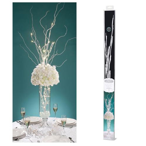 31.5 inch White Branch with 20 White LED Lights - Battery Operated