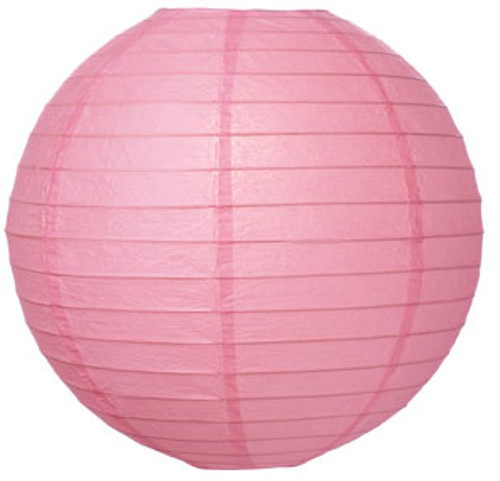 Parallel Ribbed Pink 16-Inch Round Paper Lantern