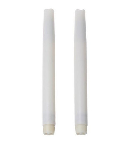 10.75 Inch LED Wax Taper Candles White - Pack of 2