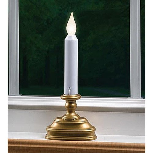 Warm White LED Window Candle Battery Operated - Antique Gold Finish