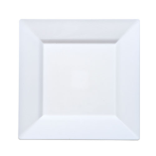 Plastic Squares 8-inch White Plates - 10ct.