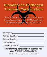 Bloodborne Pathogen Training Certification Cards Safety Emporium