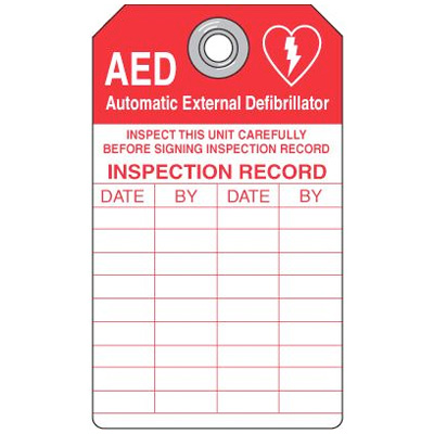 Emergency Defibrillator (AED) Inspection Tags Safety Emporium