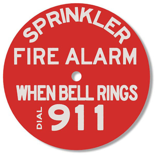 Sprinkler fire alarm plastic identification sign
