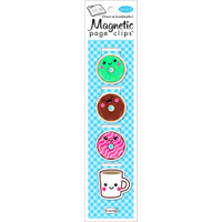 Magnetic Page Clip Bookmarks - Set of 4 - Donuts