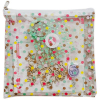 Freckled Fawn - Printed Clear Plastic Zippered Pouch 8" x 8" - Spring Polka Dot