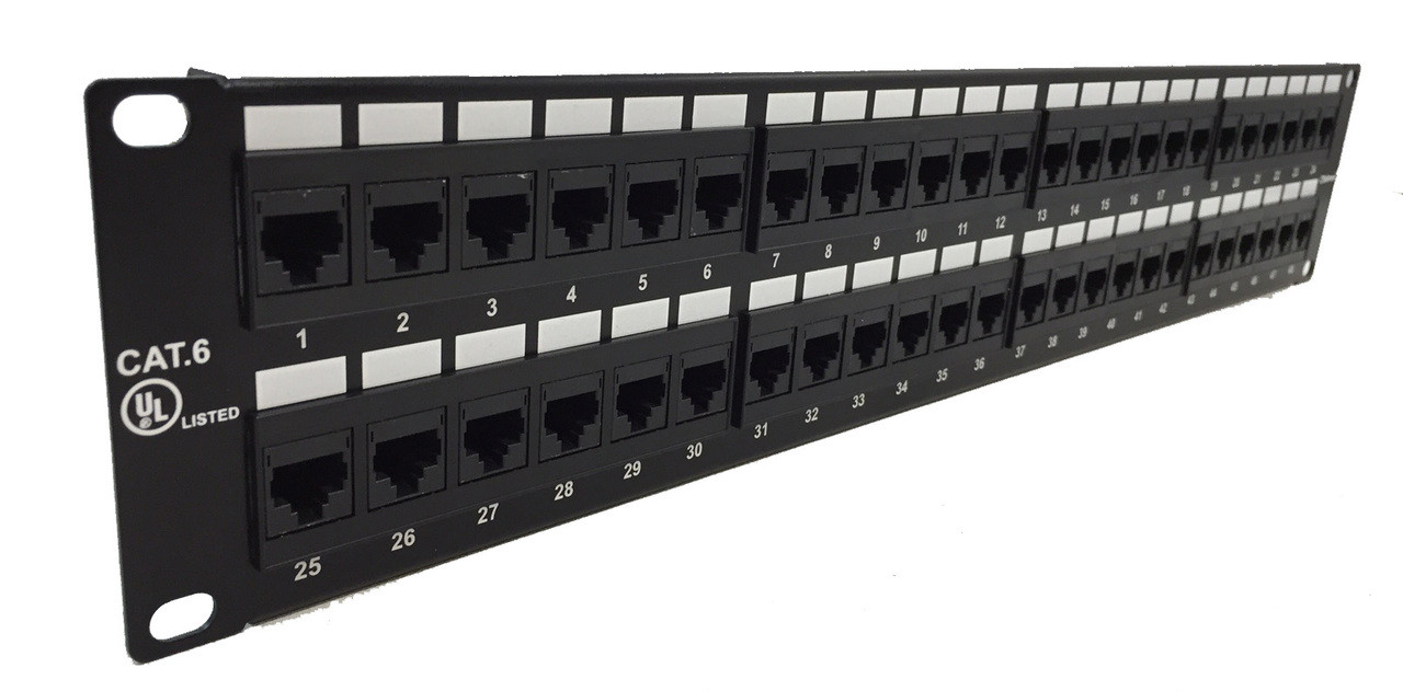 48 PORT CAT6 PATCH PANEL 2RU RJ45 TO 110 IDC 568A/B UNSHIELDED ...