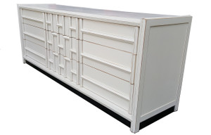 Mid Century Geometric Dresser in White