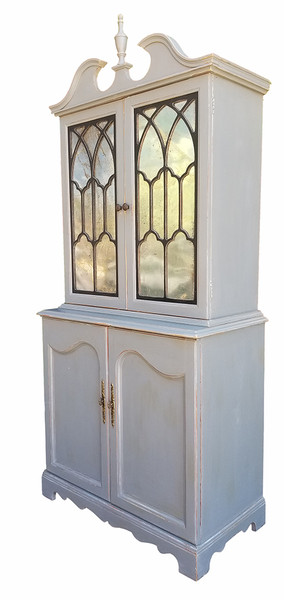 Federal Hutch in gray and black with metal Insets
