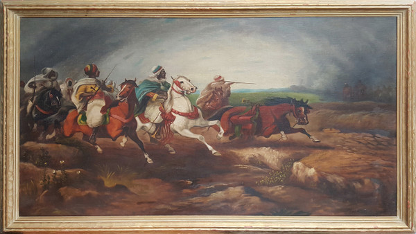 Battle - Orientalist Style Oil on Canvas