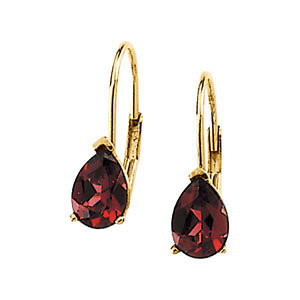 Genuine Rhodolite Garnet Lever Back Earrings 14k Yellow Gold 7x5mm Garnet Leverback Earrings