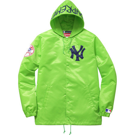 Supreme / New York Yankees 47 Brand Satin Hooded Coaches Jacket Green