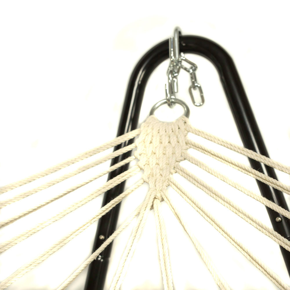 Sunnydaze Cotton Fabric Spreader Bar Hammock and Detachable Pillow