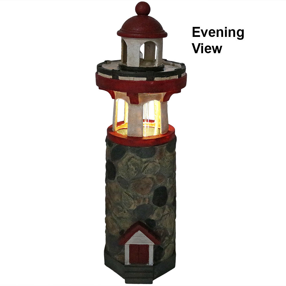 Sunnydaze Classic Stonework Lighthouse Outdoor Water Fountain with LED