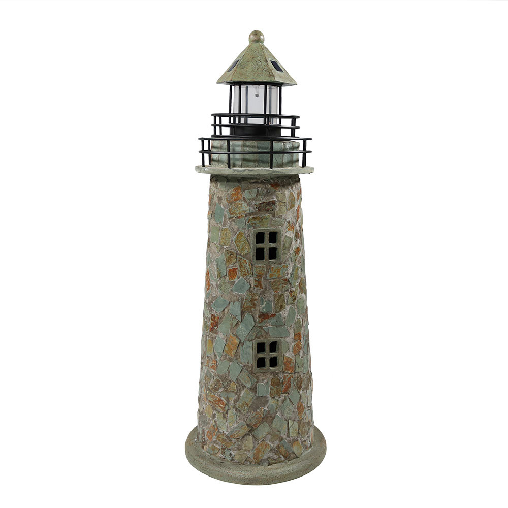NEWOutdoor Solar LED Cobblestone Lighthouse Patio Deck Yard Landscape