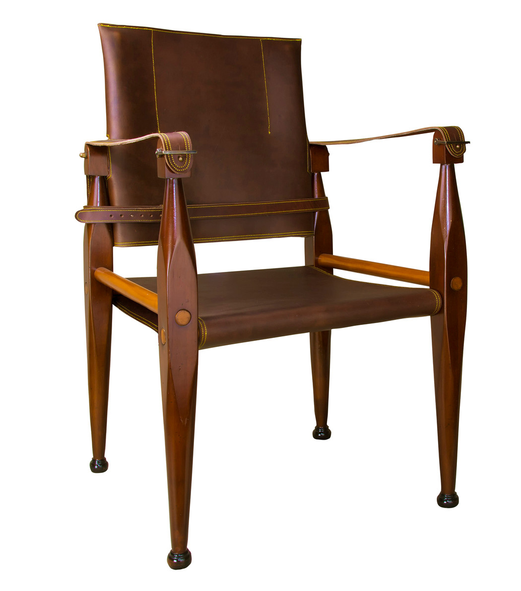 Bridle Leather Campaign Chair 35" British Officer's Camp Furniture