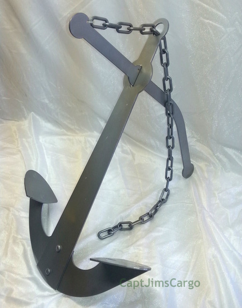 Silver Metal Fisherman Ship's Anchor 2' Nautical Table Top Yard Decor