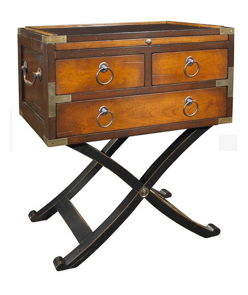 Bombay Box Honey End Table Wooden Nautical Campaign Furniture