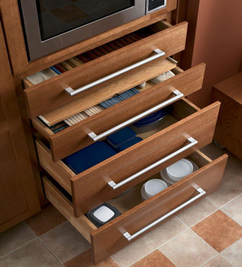 microwave drawer cooking center cabinet storage kraftmaid base kitchen built cabinets drawers