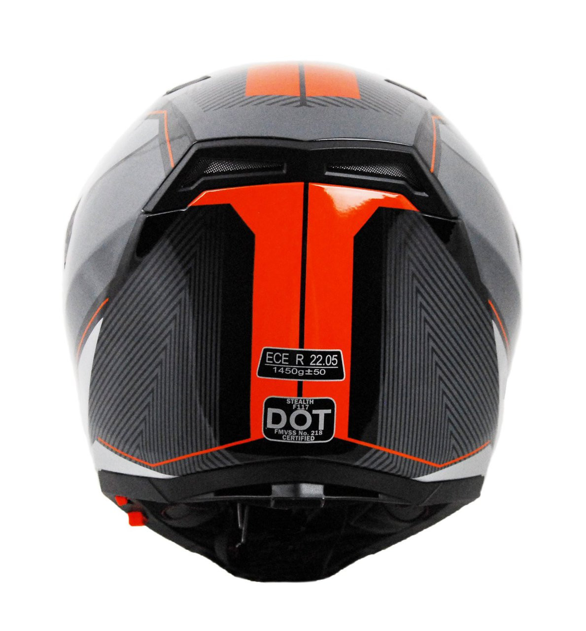 Vega Stealth F117 Full Face Helmet With Sunshield Neon Orange Graphic
