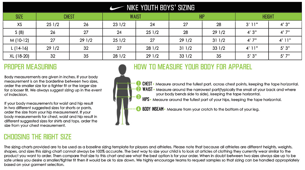 Nike Large Shorts Size Chart